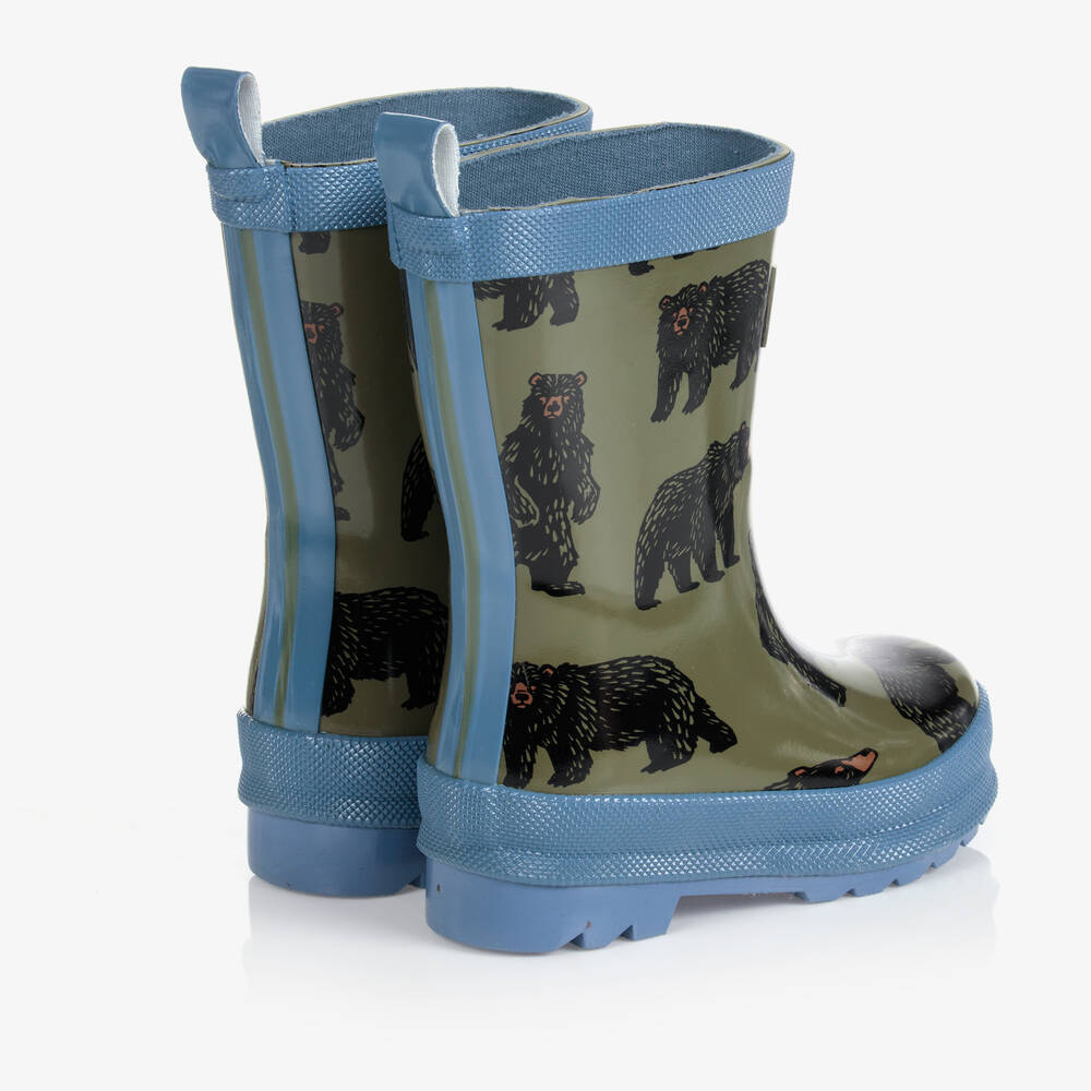 Hatley Boys Green Bear Rain Boots