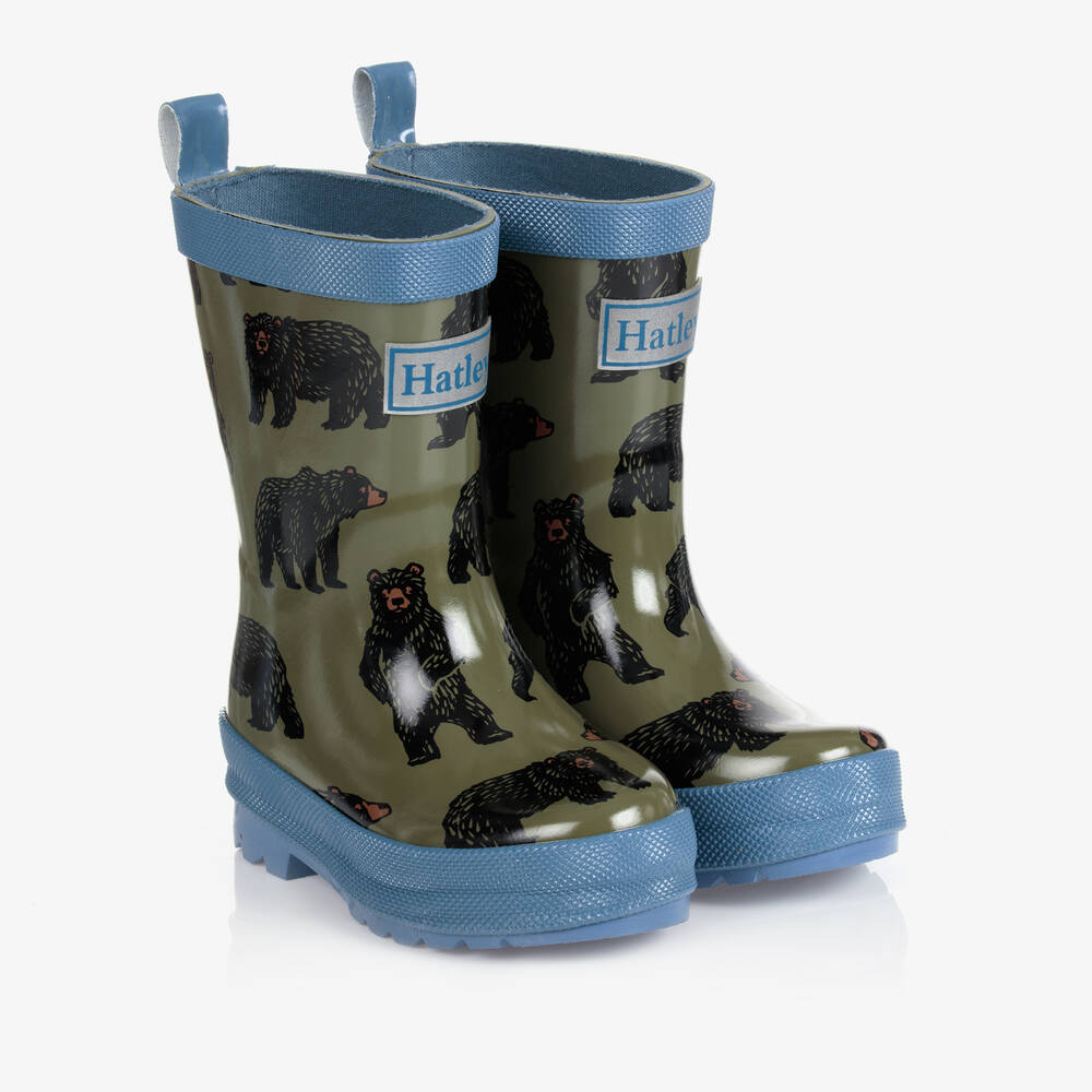 Hatley - Boys Green Bear Rain Boots | Childrensalon