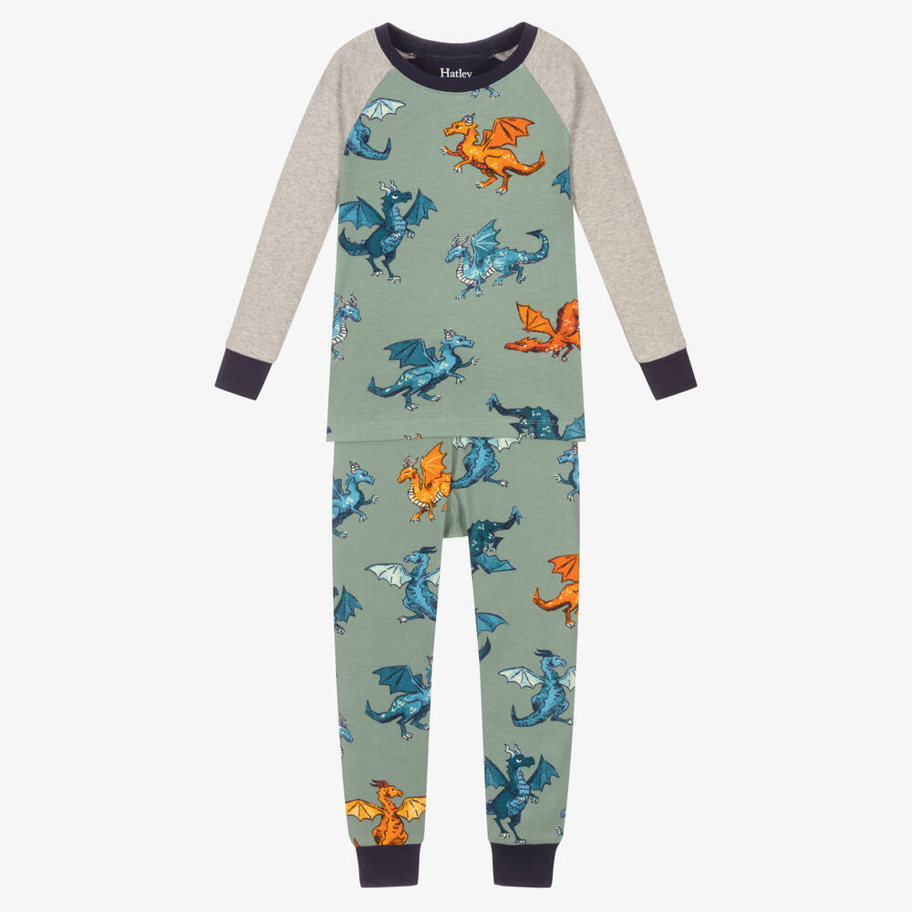 Hatley - Boys Green Cotton Pyjamas | Childrensalon