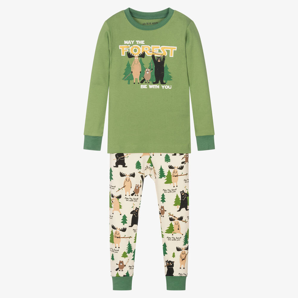 Little Blue House by Hatley-Boys Green Cotton Pyjamas | Childrensalon Outlet