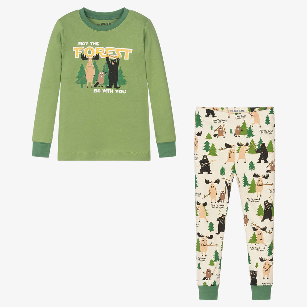 Little Blue House by Hatley-Boys Green Cotton Pyjamas | Childrensalon Outlet