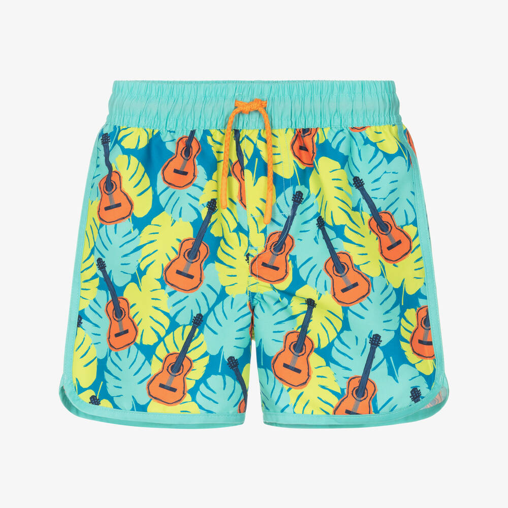 Hatley-Boys Green Guitar Print Swim Shorts (UPF 50+) | Childrensalon Outlet