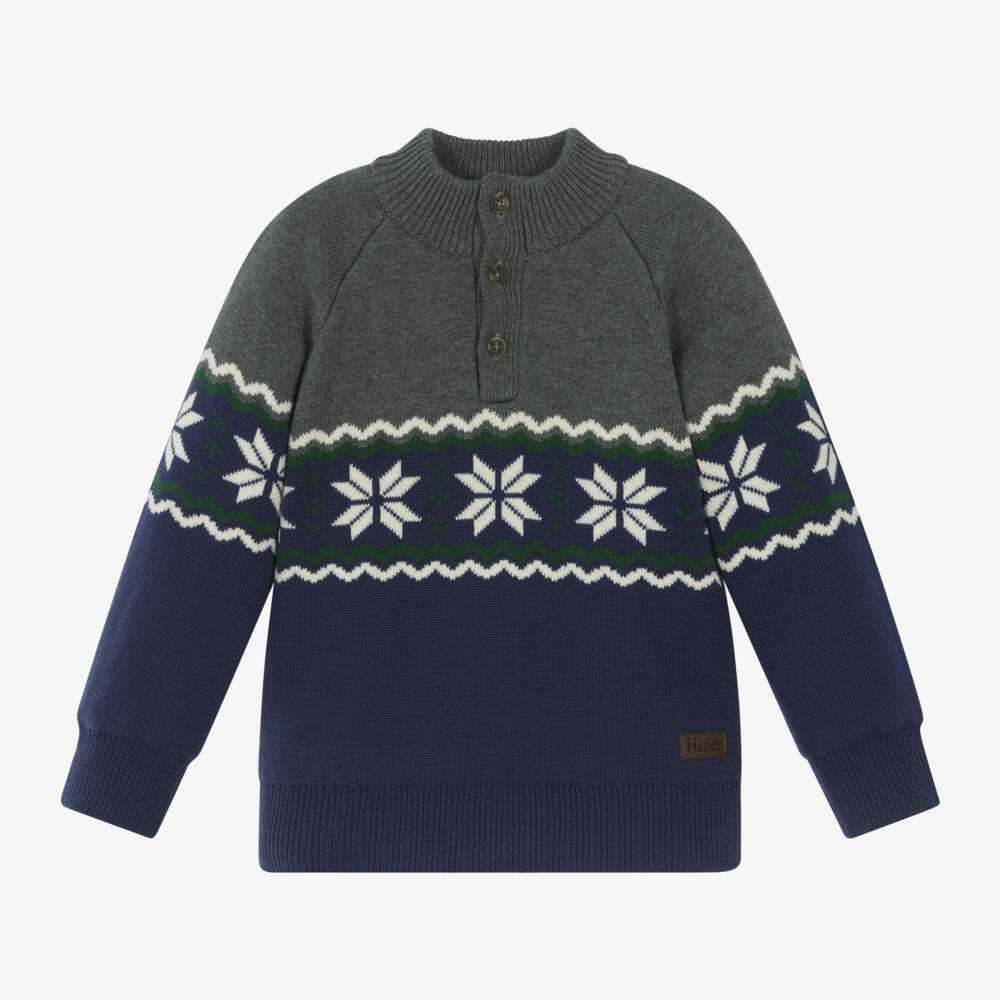 Hatley-Boys Grey and Blue Knit Sweater | Childrensalon Outlet