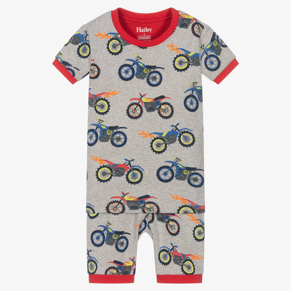 Hatley - Pyjama gris en coton motos garçon | Childrensalon