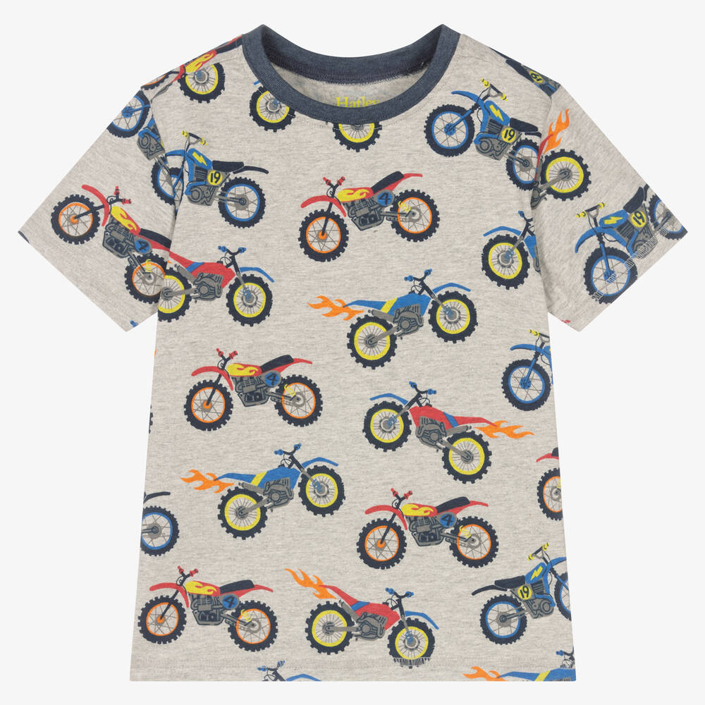 Hatley - Серая хлопковая футболка с велосипедами | Childrensalon