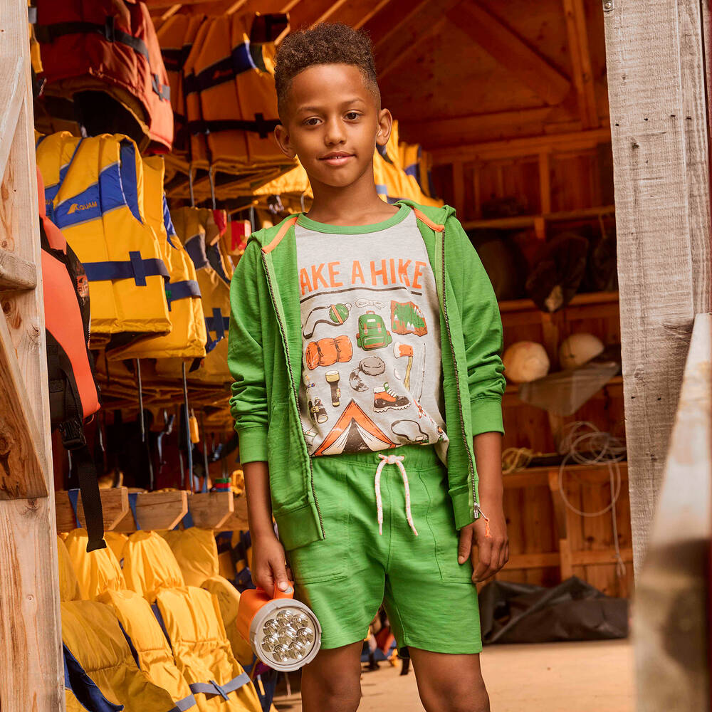 Hatley-Boys Grey Cotton Camping Print T-Shirt | Childrensalon Outlet