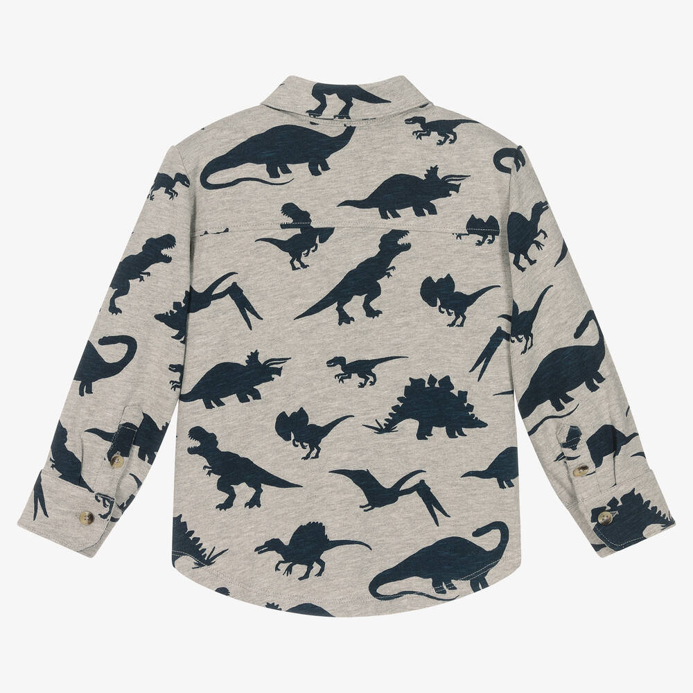 Hatley-Boys Grey Cotton Dino Shirt | Childrensalon Outlet