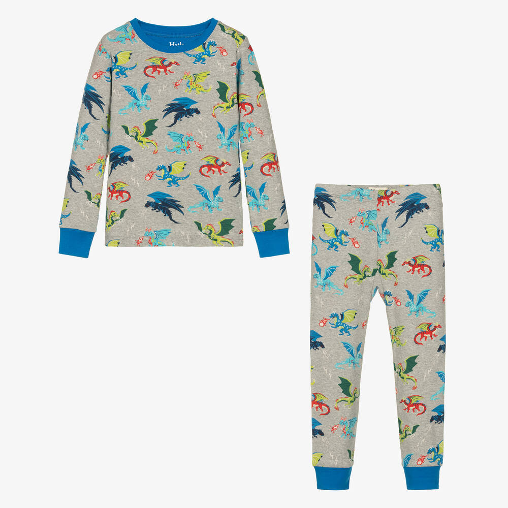 Hatley - Boys Grey Cotton Dragons Realm Pyjamas