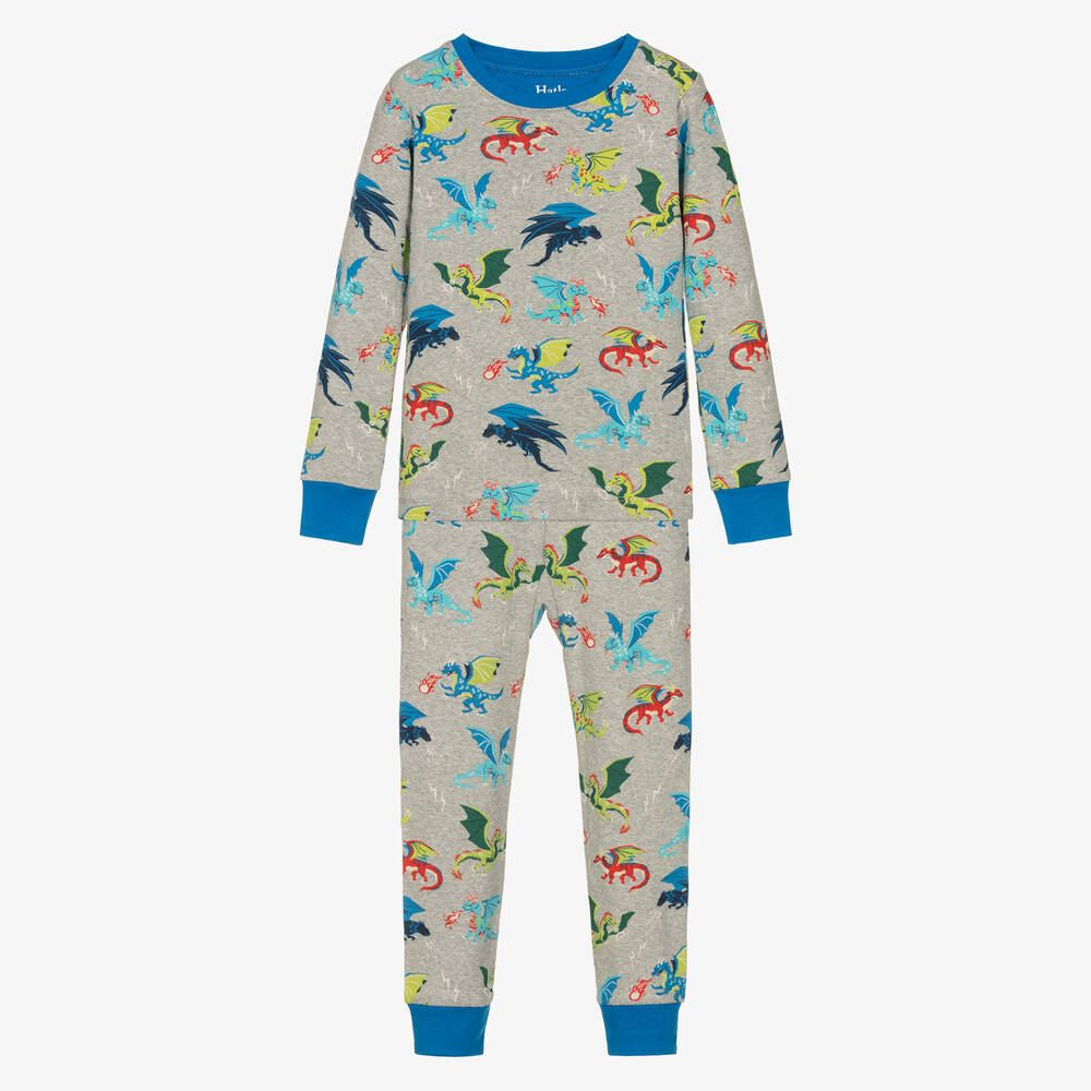 Hatley-Boys Grey Cotton Dragons Realm Pyjamas | Childrensalon Outlet