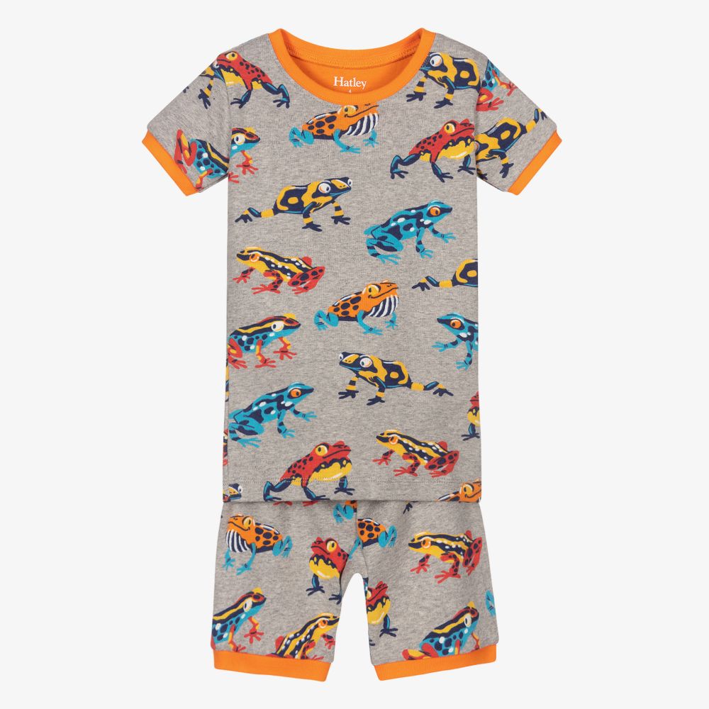 Hatley - Boys Grey Cotton Frog Pyjamas | Childrensalon