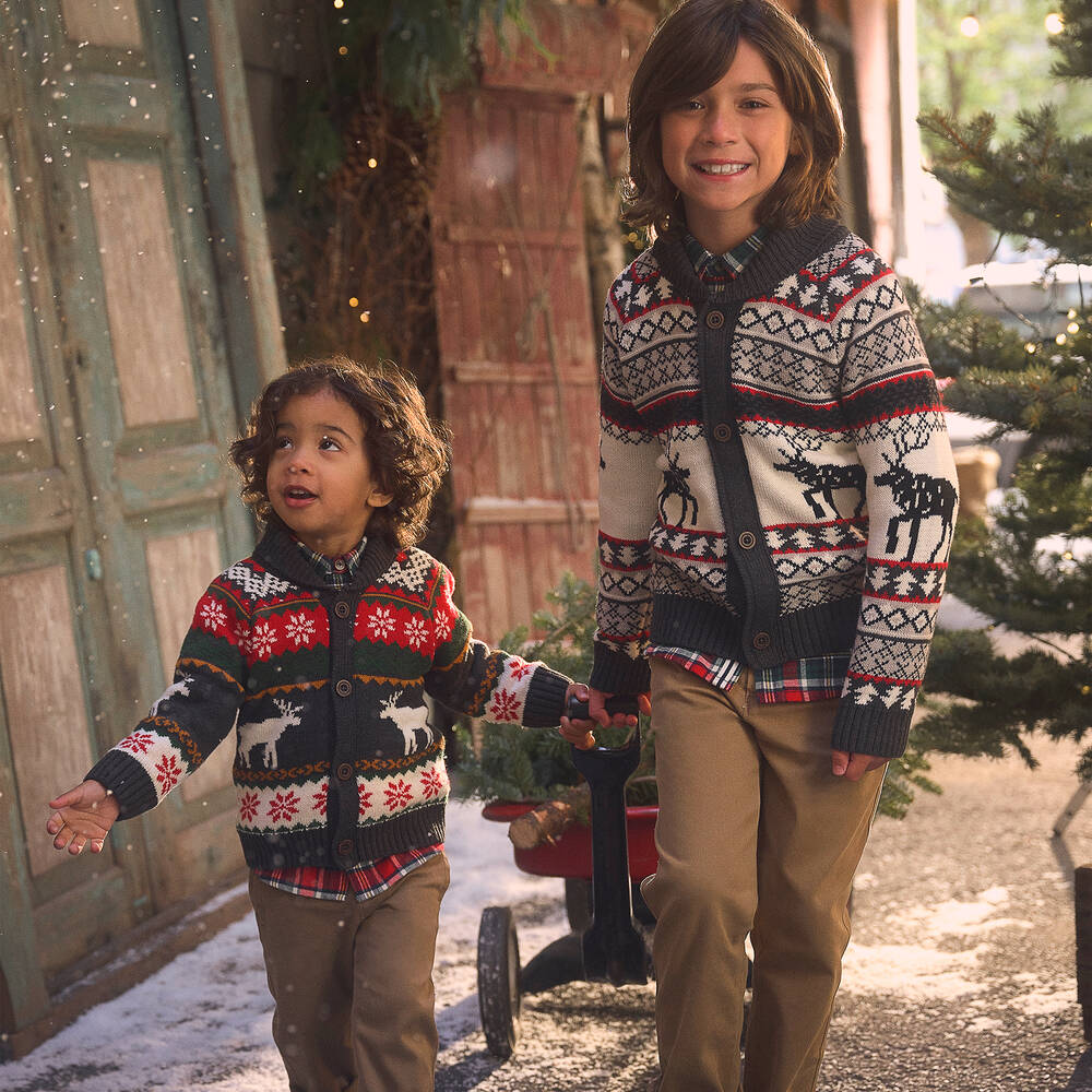 Hatley-كارديغان مزيج أكريليك محبوك لون رمادي للأولاد | Childrensalon Outlet