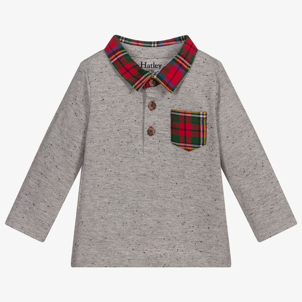 Hatley - Boys Grey Jersey Polo Shirt | Childrensalon