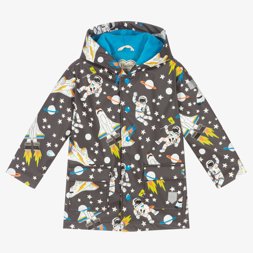 Hatley - Grauer Outer Space Regenmantel (J) | Childrensalon