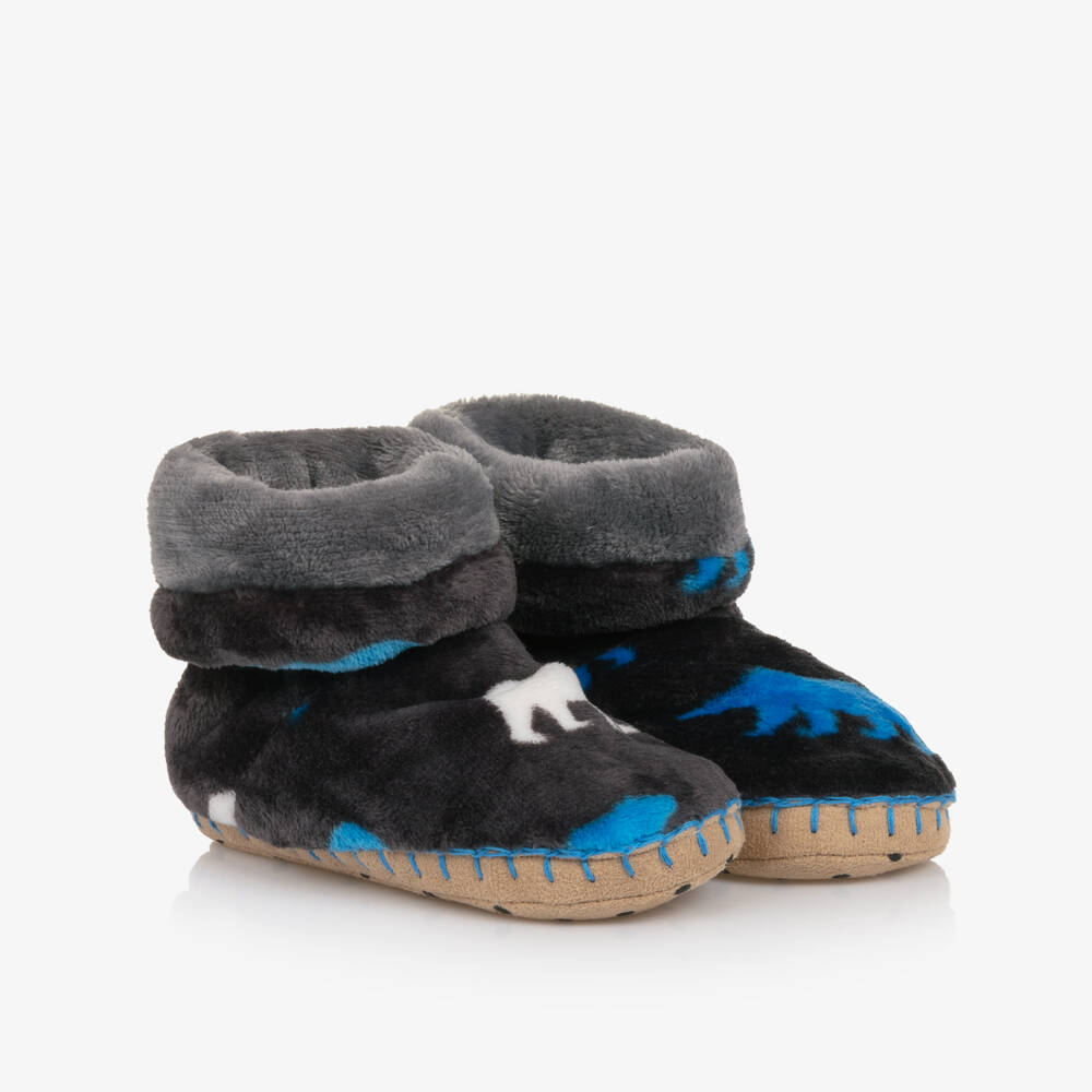 Hatley-Boys Grey Plush Fleece Polar Bear Slippers | Childrensalon Outlet