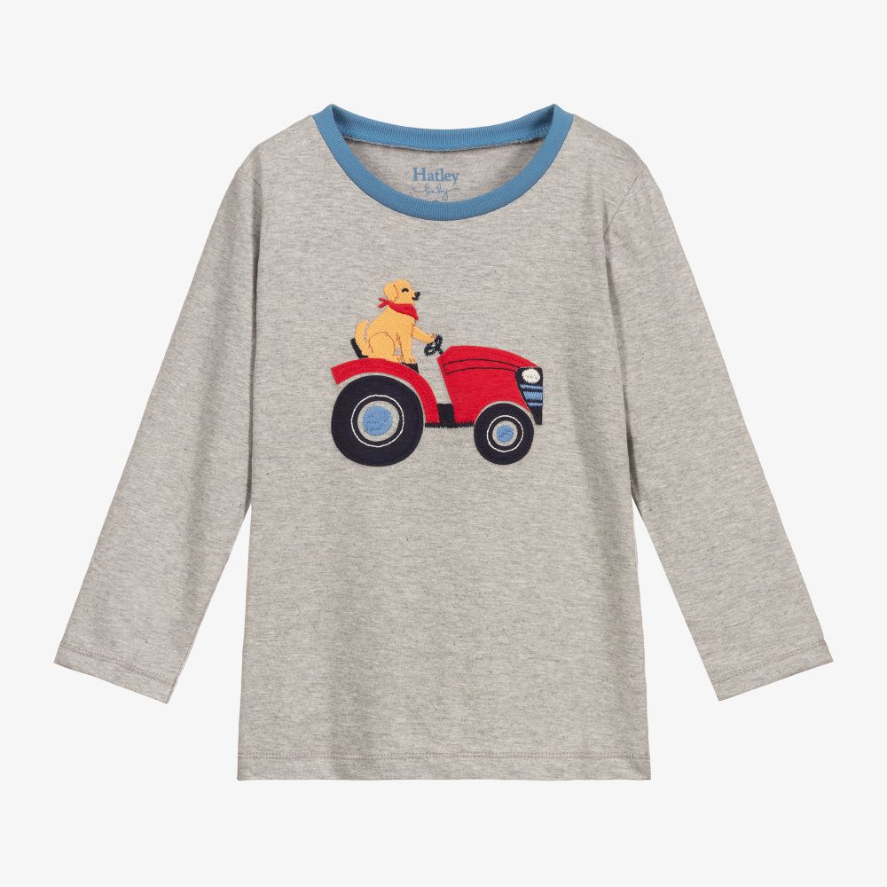Hatley-توب قطن لون رمادي للأولاد | Childrensalon Outlet