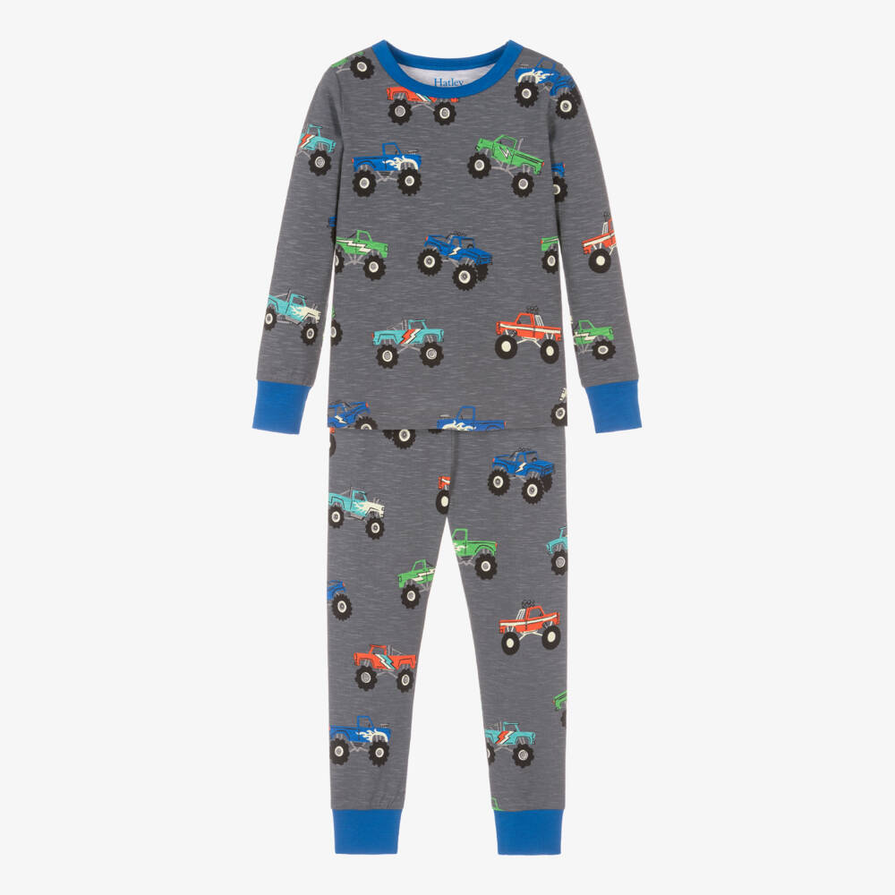 Hatley-Boys Grey Truck Print Pyjama Set | Childrensalon Outlet