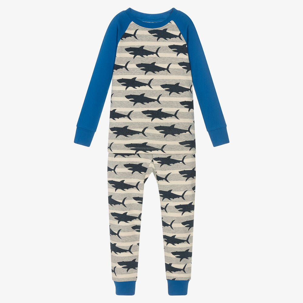 Hatley - Boys Grey Whale Cotton Pyjamas | Childrensalon