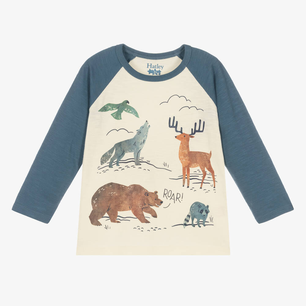 Hatley - Winter Forest Top in Elfenbein/Blau | Childrensalon