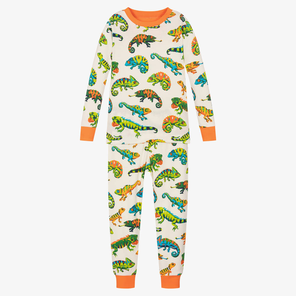 Hatley - Pyjama ivoire en coton caméléons | Childrensalon