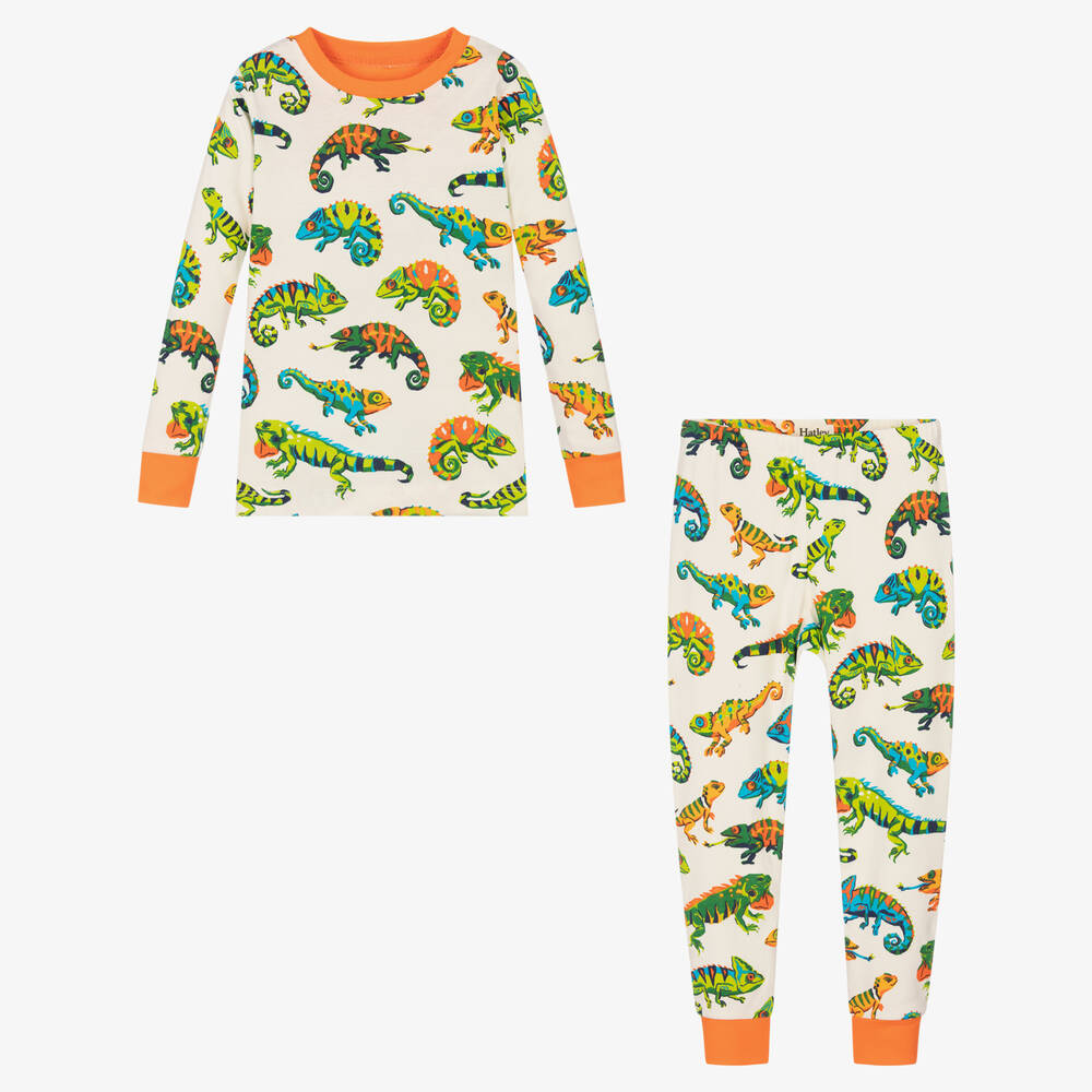 Hatley-Boys Ivory Chameleon Cotton Pyjamas | Childrensalon Outlet