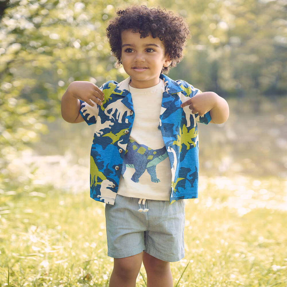 Hatley - Boys Ivory Cotton Dinosaur T-Shirt