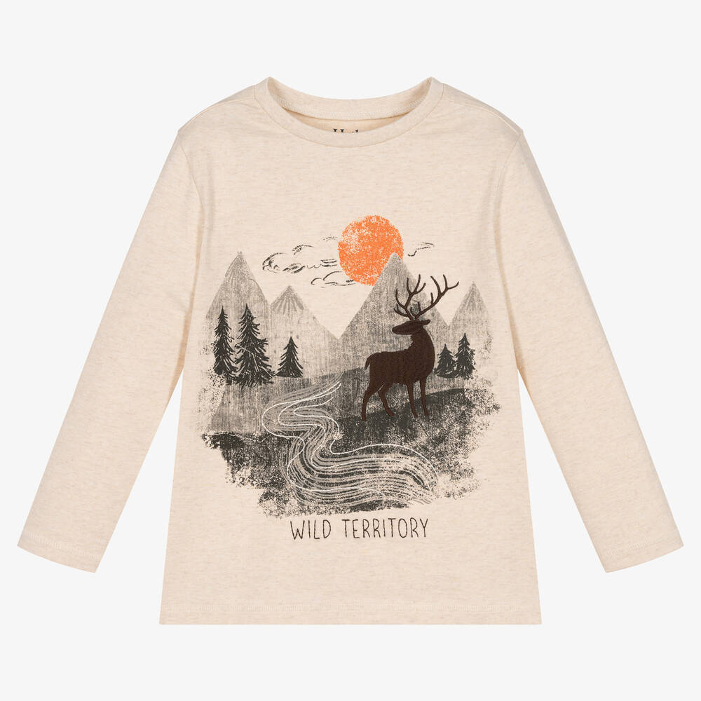 Hatley - Boys Ivory Cotton Rocky Landscape Top | Childrensalon