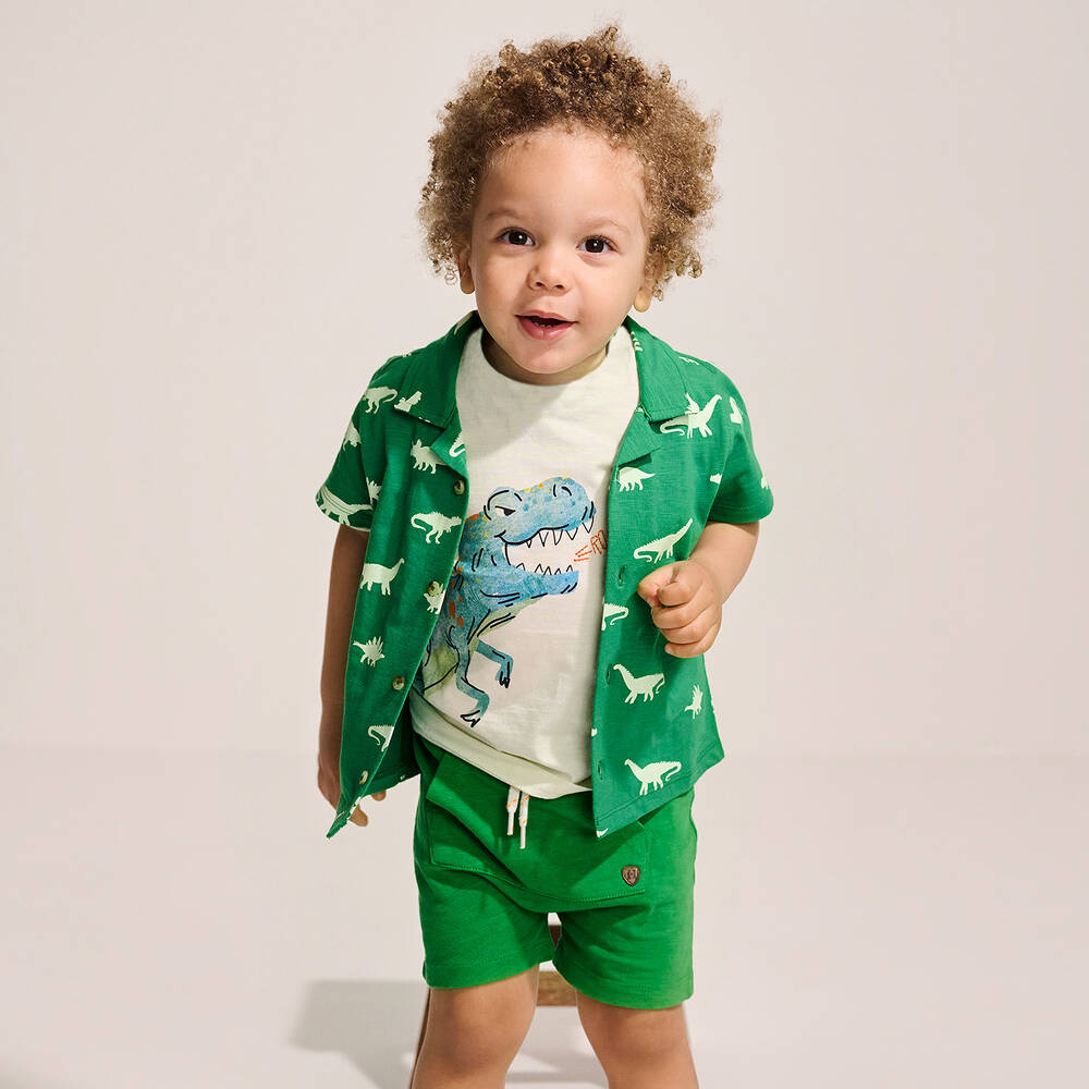Hatley-Boys Ivory Cotton T-Rex T-Shirt | Childrensalon Outlet