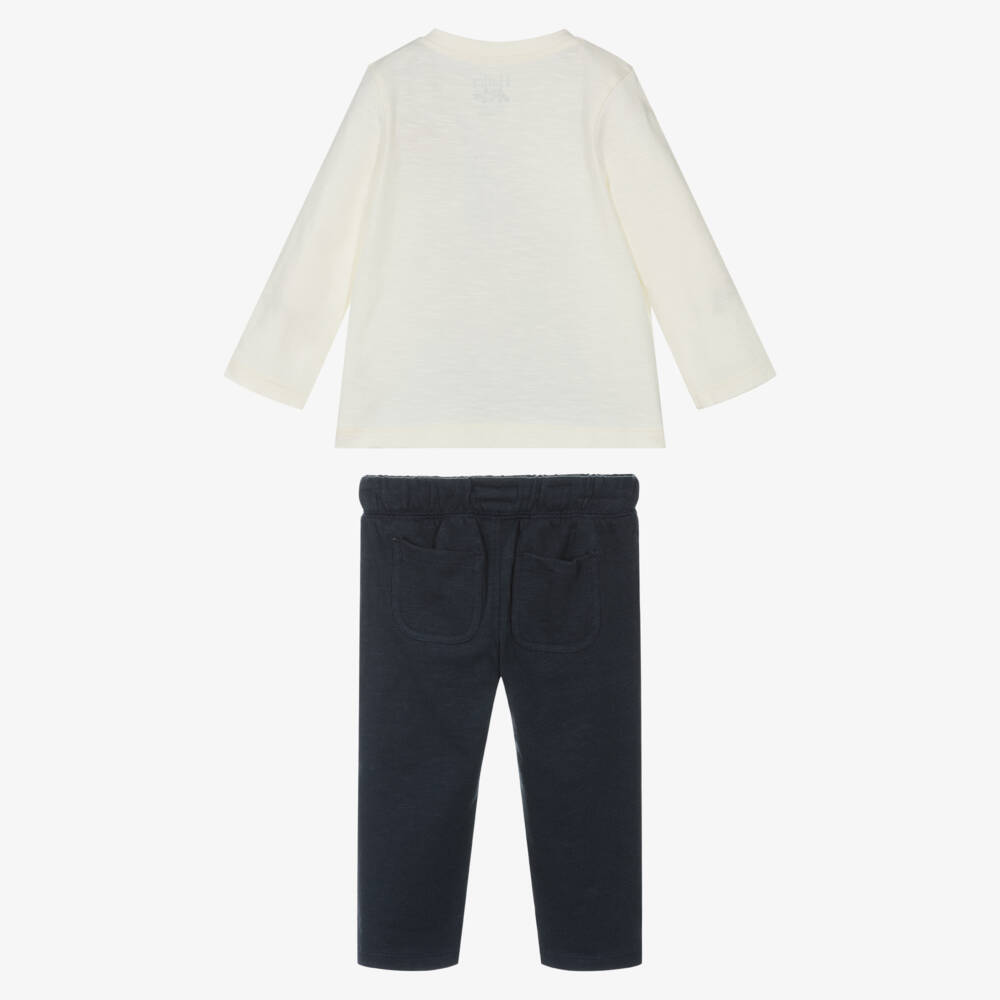 Hatley-Boys Ivory & Navy Blue Bear Trousers Set | Childrensalon Outlet