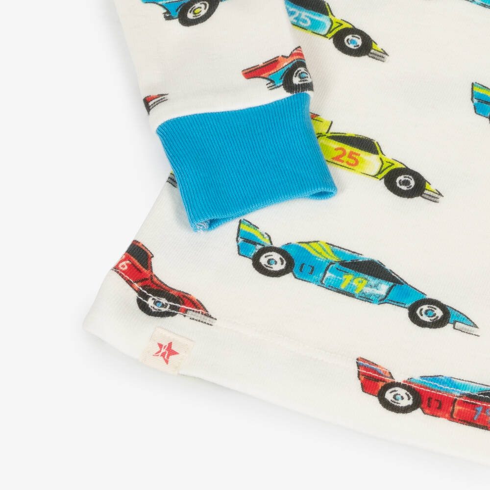 Hatley-Boys Ivory Racing Car Pyjamas | Childrensalon Outlet