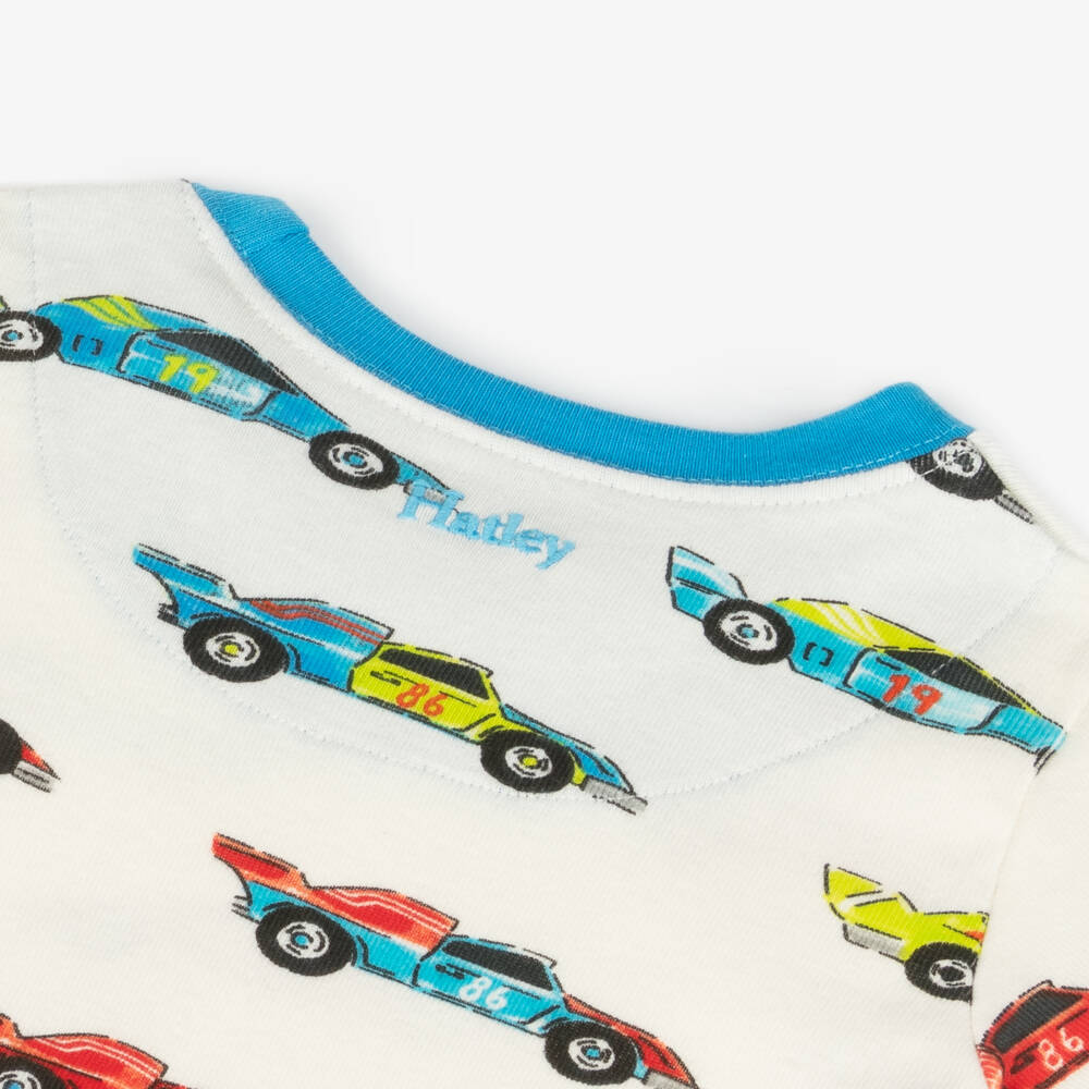Hatley-Boys Ivory Racing Car Pyjamas | Childrensalon Outlet