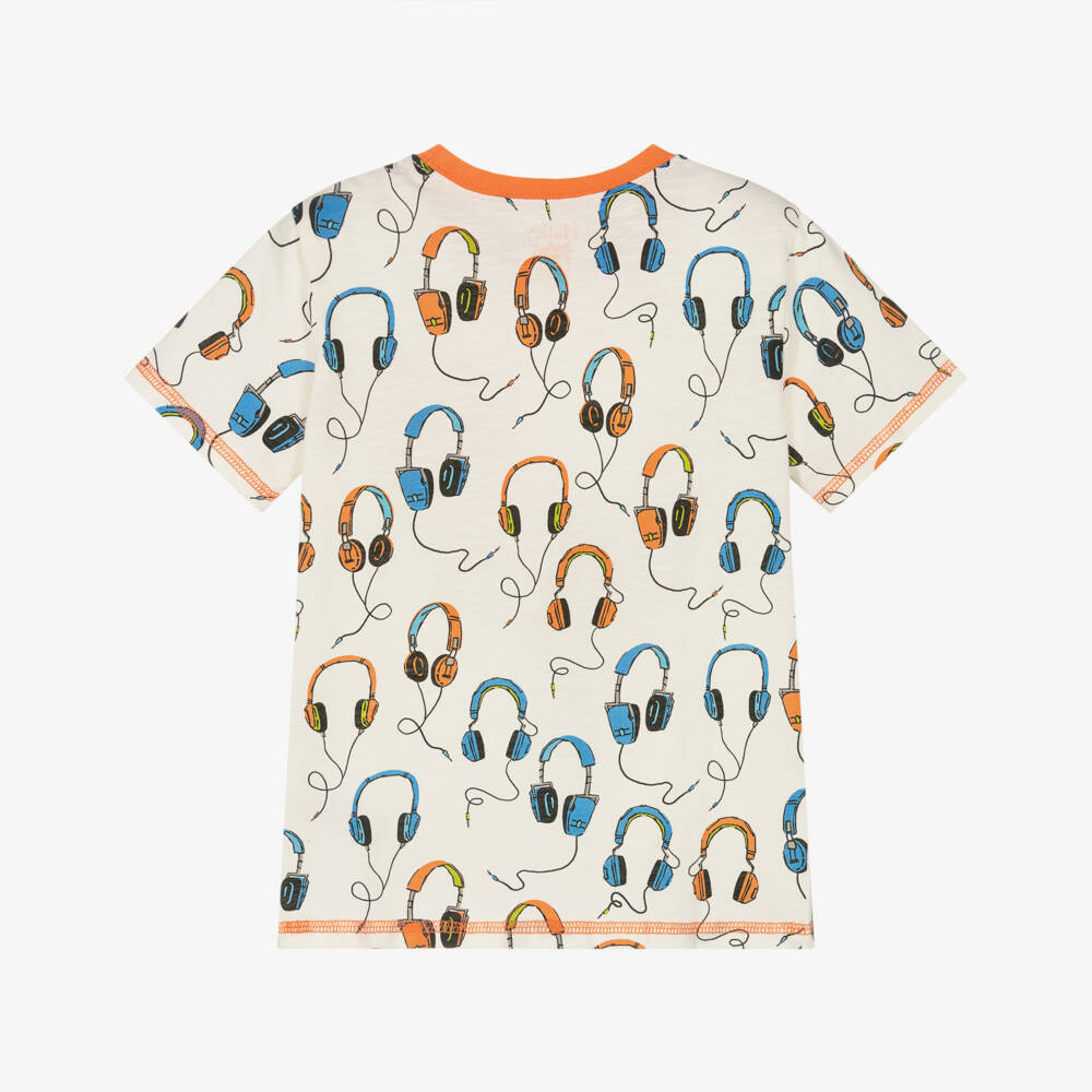 Hatley-Boys Ivory Soundwave Cotton Tee | Childrensalon Outlet