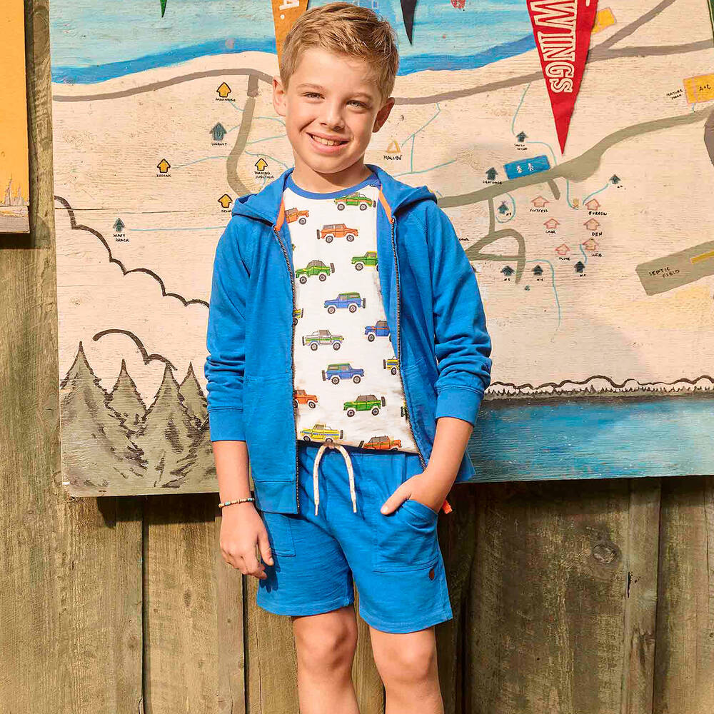 Hatley-شورت قطن جيرسي لون أزرق للأولاد | Childrensalon Outlet