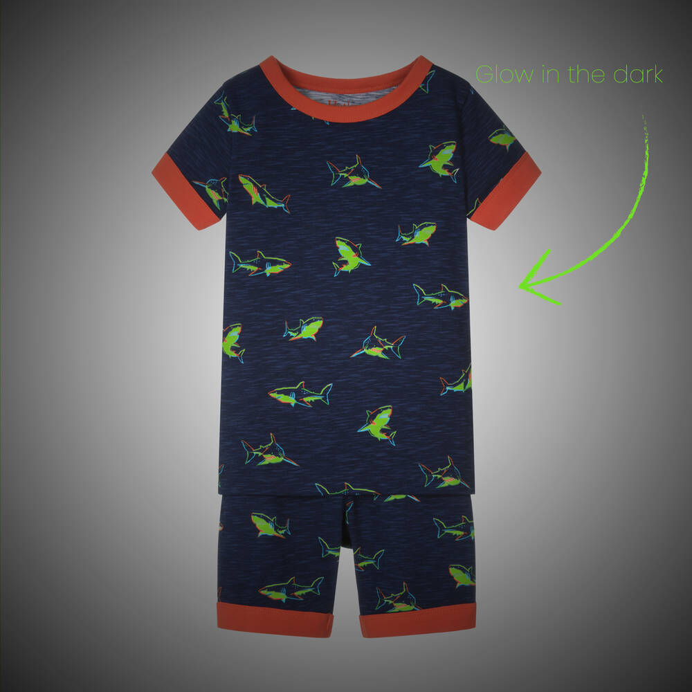 Hatley-Boys Navy Blue Cotton Sharks Pyjamas | Childrensalon Outlet