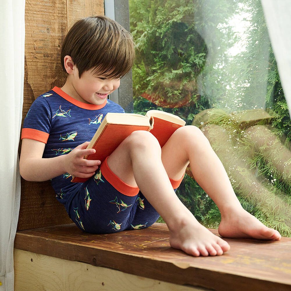 Hatley-Boys Navy Blue Cotton Sharks Pyjamas | Childrensalon Outlet