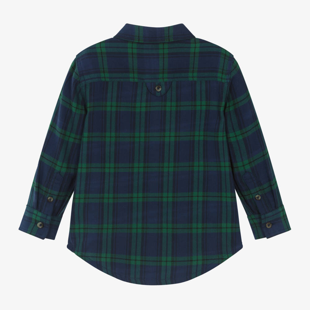 Hatley-Boys Navy Plaid Soft Cotton Shirt | Childrensalon Outlet