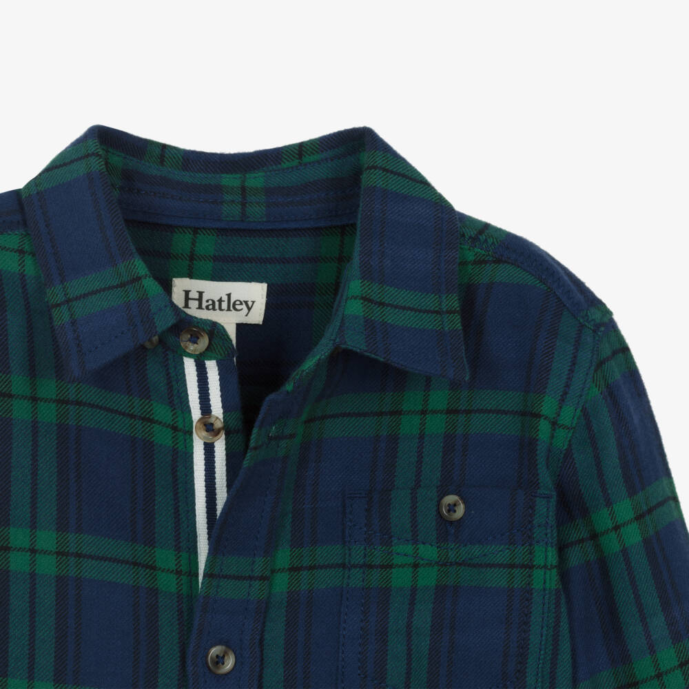Hatley-Boys Navy Plaid Soft Cotton Shirt | Childrensalon Outlet