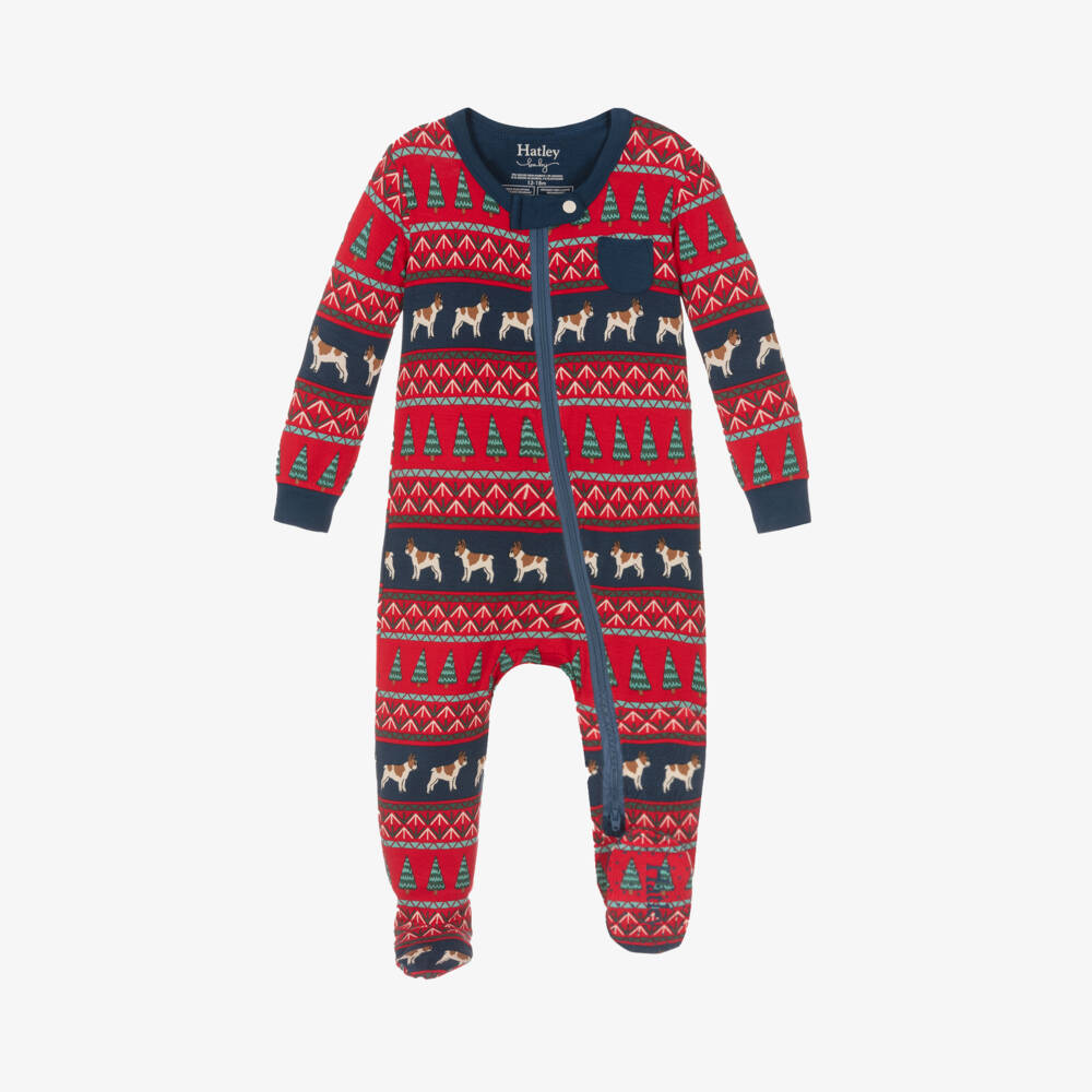 Hatley-Boys Navy & Scarlet Viscose Sleepsuit | Childrensalon Outlet
