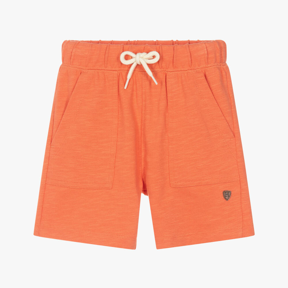 Hatley-Boys Orange Slub Cotton Drawstring Shorts | Childrensalon Outlet