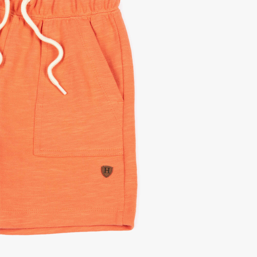 Hatley-Boys Orange Slub Cotton Drawstring Shorts | Childrensalon Outlet