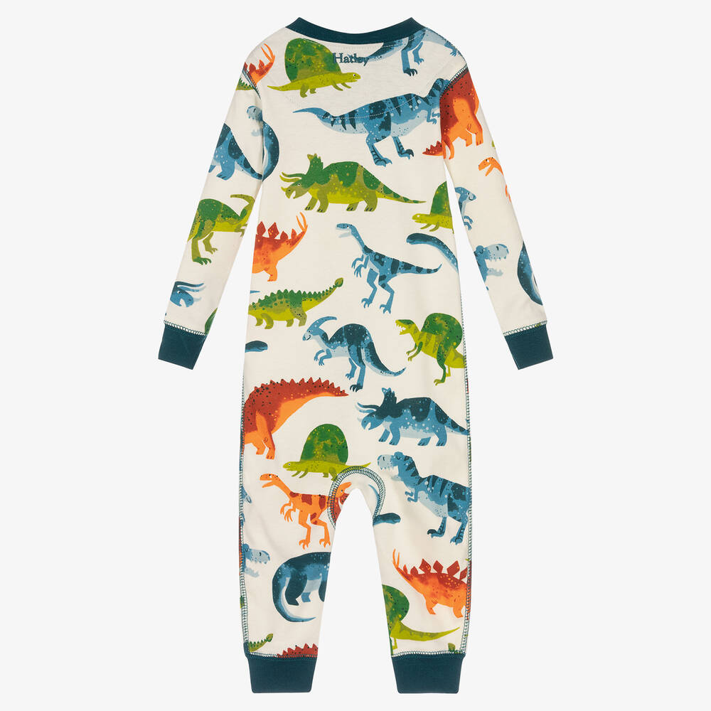 Hatley-أفرول رومبر بطبعة ديناصورات قطن عضوي لون عاجي للأولاد | Childrensalon Outlet