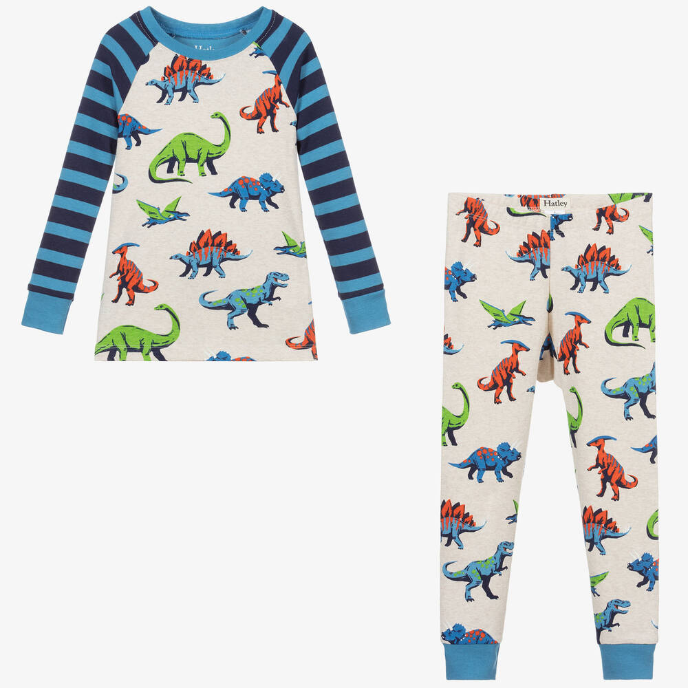 هاتلي-بيجاما قطن عضوي لون بيج و أزرق للأولاد | Childrensalon Outlet