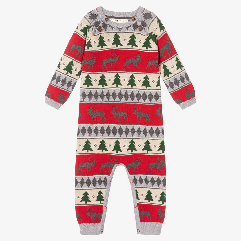 Hatley-أوفرول رومبر قطن محبوك لون أحمر للمواليد | Childrensalon Outlet