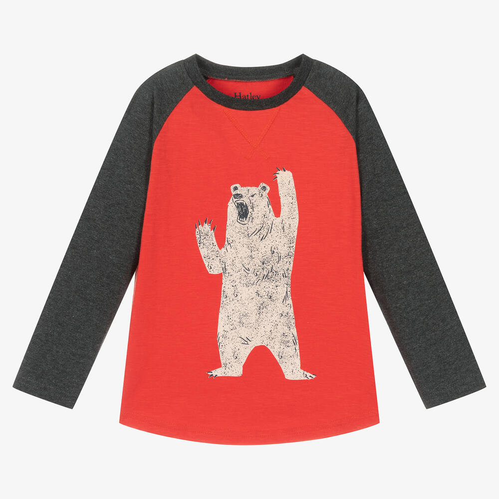 Hatley - Haut rouge en coton ours garçon | Childrensalon