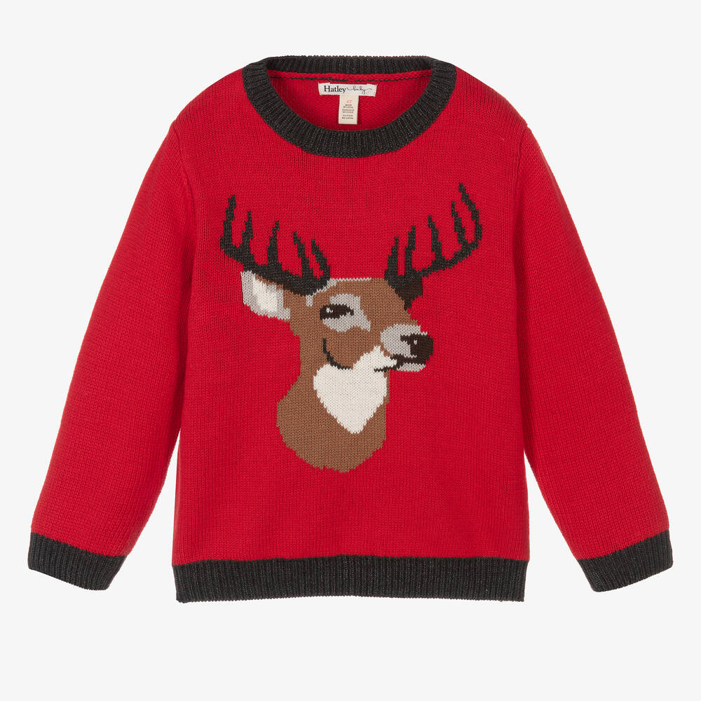 Hatley - Pull rouge cerf garçon | Childrensalon