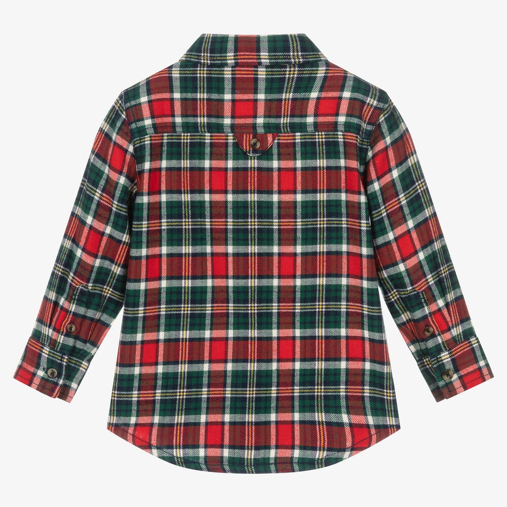 Hatley-Boys Red & Green Cotton Checked Shirt | Childrensalon Outlet