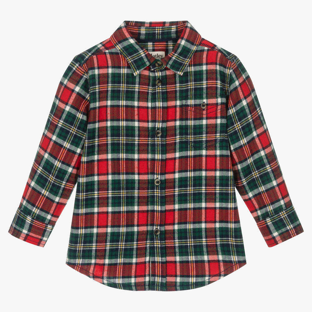 Hatley-قميص قطن كاروهات لون أحمر وأخضر للأولاد | Childrensalon Outlet