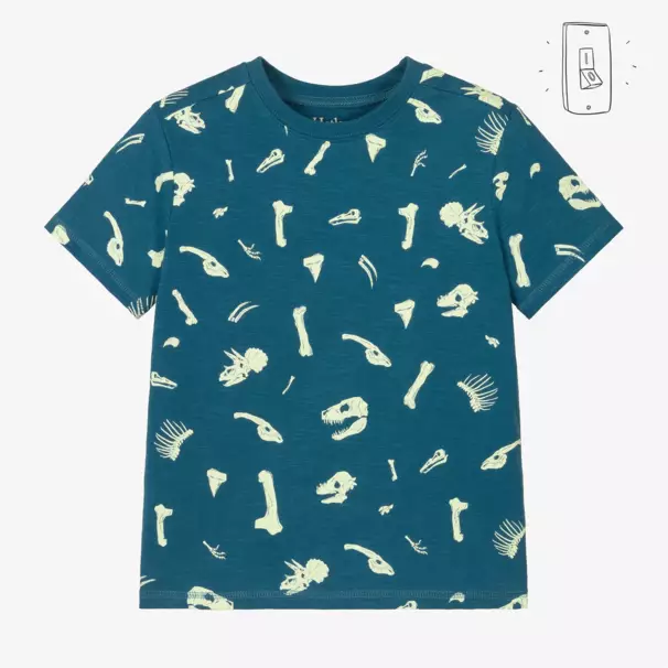 Hatley-Boys Teal Dinosaur Fossil Tee | Childrensalon Outlet