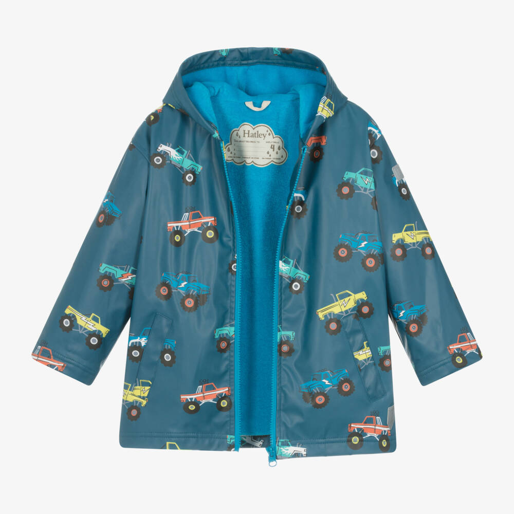 Hatley-Boys Teal Truck Rain Jacket | Childrensalon Outlet