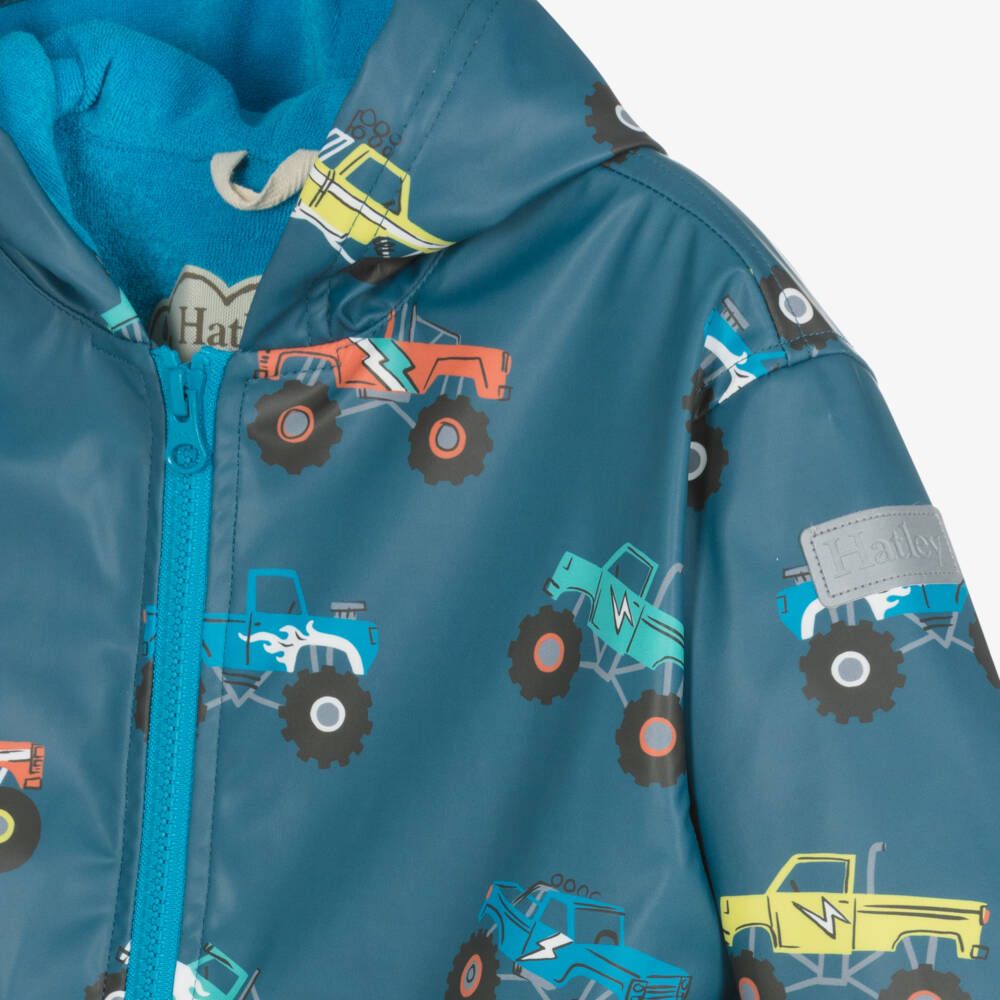 Hatley-Boys Teal Truck Rain Jacket | Childrensalon Outlet