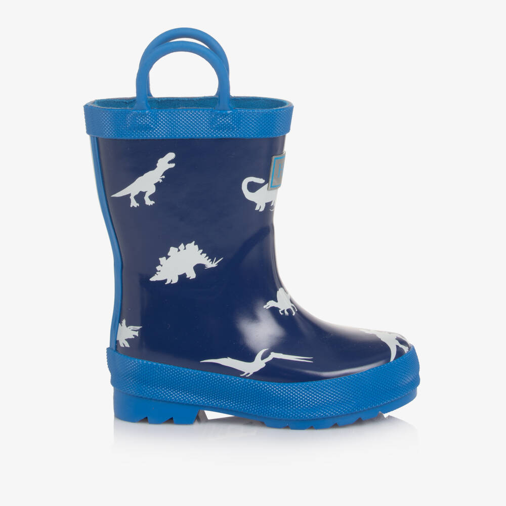 Hatley-Boys Two Tone Blue Dinosaur Print Rain Boots | Childrensalon Outlet